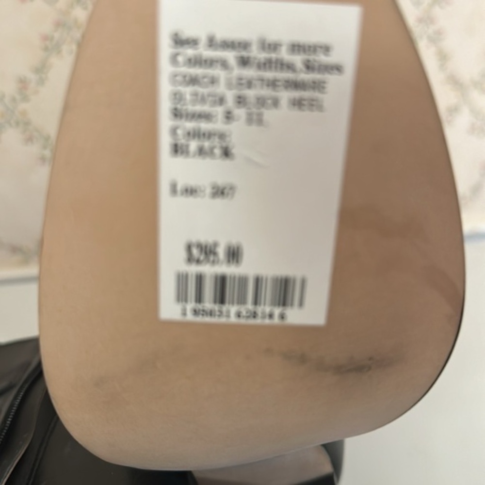 COACH Olivia bootie black leather ankle zipper size 6B block heel *missing chain - Picture 8 of 10